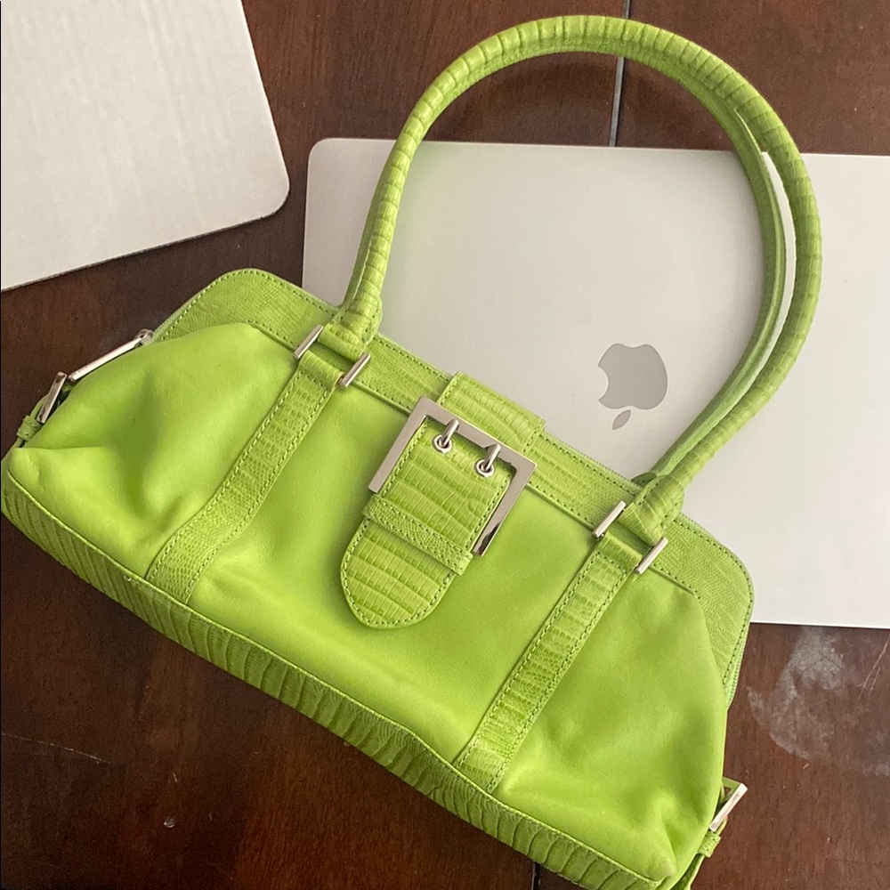 Lime Green Genuine Leather Y2K Bag